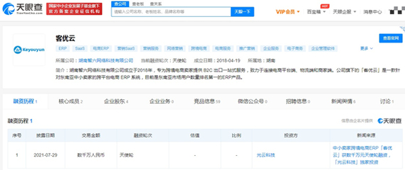 跨境电商ERP“客优云”完成数千万元天使轮融资